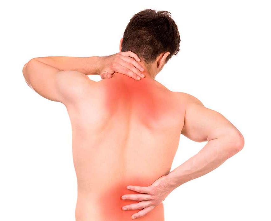 This picture shows a man that has major inflammation across his back